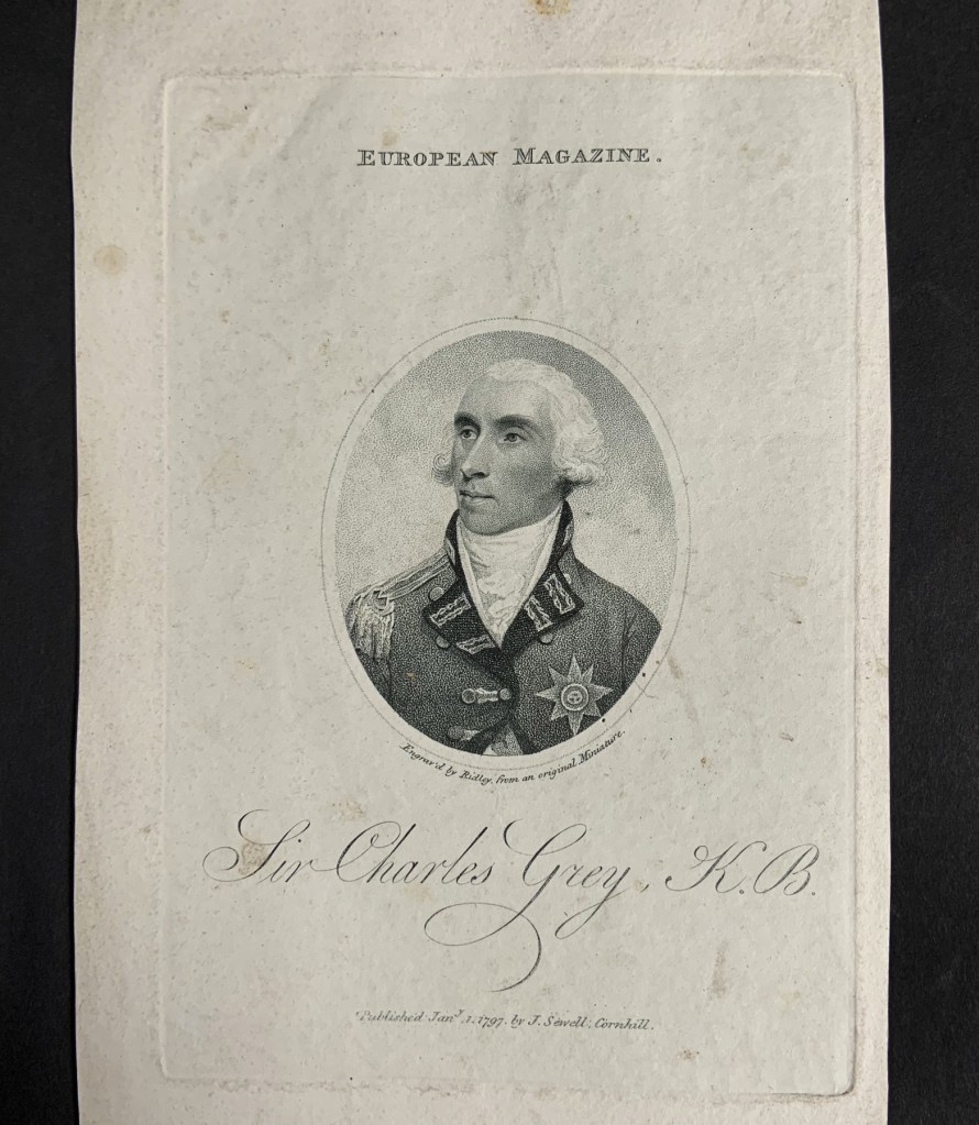 William Ridley (British, 1764-1838) 'Sir Charles Grey, K.B.' Jany. 1, 1797