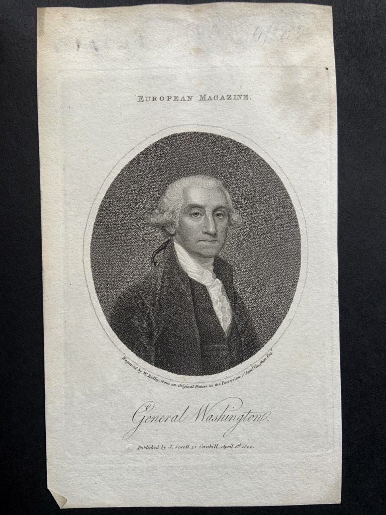 William Ridley (British, 1764-1838) 'General Washington' April 1st 1800