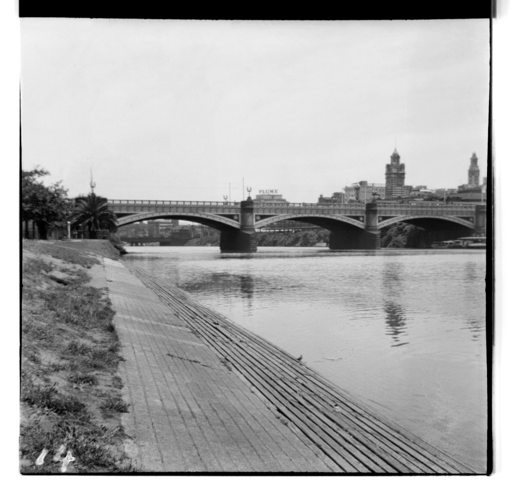 Unknown photographer (Australian) 'Untitled (Princes Bridge, Melbourne on the Yarra River with Flinders Street Railway Station to the right)' 1946-1947