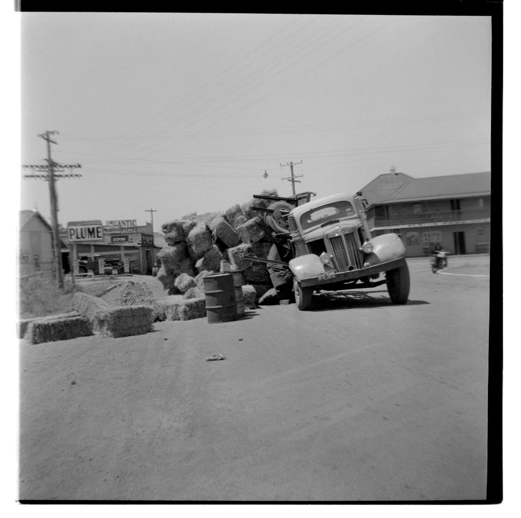 Unknown photographer (Australian) 'Untitled (Road accident, hay truck, Albion Park, New South Wales)' 1946-1947