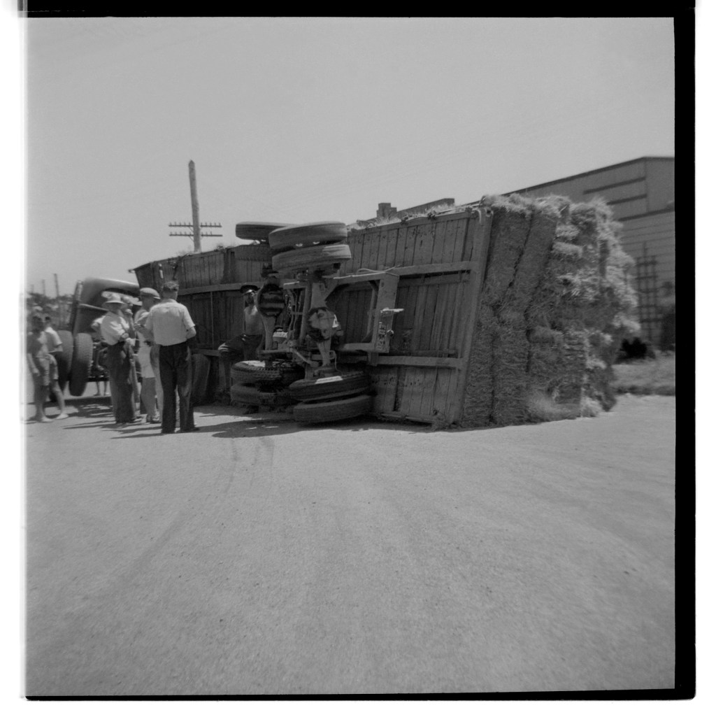 Unknown photographer (Australian) 'Untitled (Road accident, hay truck, Albion Park, New South Wales)' 1946-1947