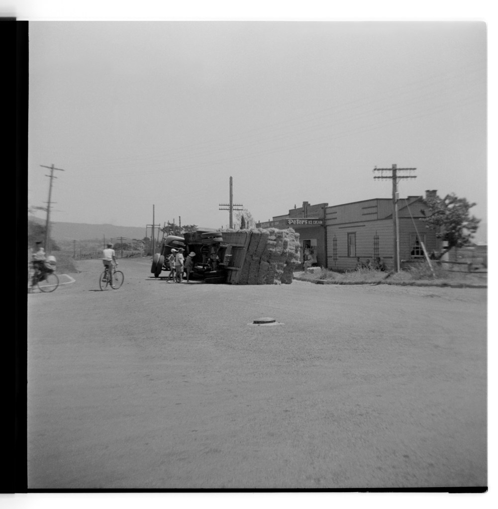 Unknown photographer (Australian) 'Untitled (Road accident, hay truck, Albion Park, New South Wales)' 1946-1947