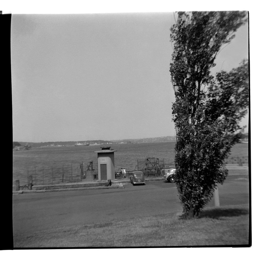 Unknown photographer (Australian) 'Untitled (Dawes Point ferry, under the Sydney Harbour Bridge looking to Fort Denison)' 1946-1947
