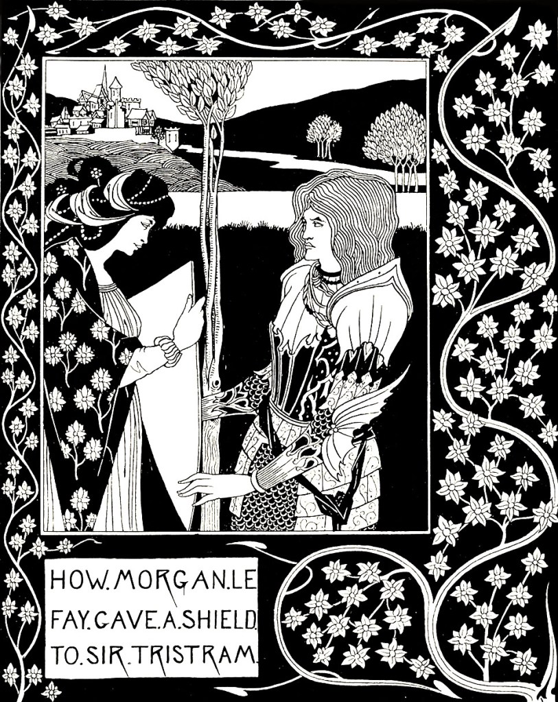 Aubrey Beardsley (British, 1872-98) 'How Morgan Le Fay Gave a Shield to Sir Tristram' 1893 Aubrey Beardsley (British, 1872-98) 'How Morgan Le Fay Gave a Shield to Sir Tristram' 1893