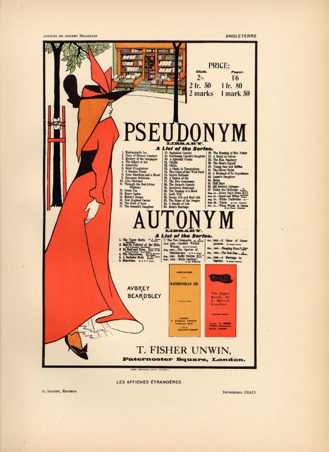 Aubrey Beardsley (British, 1872-1898) 'The Pseudonym and Autonym Libraries' 1894
