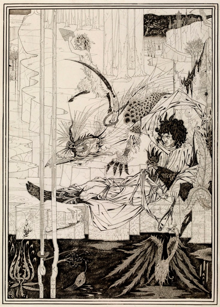 Aubrey Beardsley (British, 1872-1898) 'How King Arthur saw the Questing Beast, and thereof had great marvel' 1893 Aubrey Beardsley (British, 1872-1898) 'How King Arthur saw the Questing Beast, and thereof had great marvel' 1893
