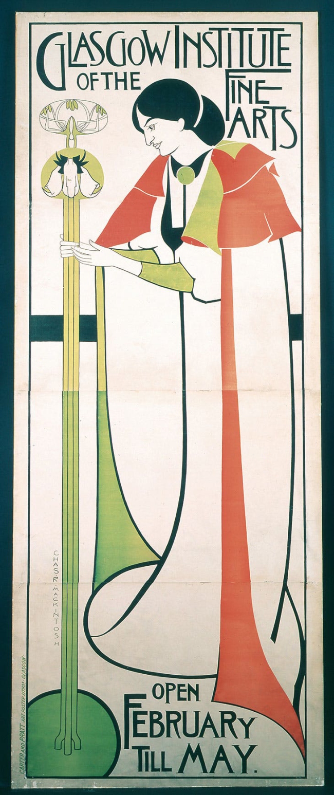 Charles Rennie Mackintosh (Scottish, 1868-1928) 'Poster for ‘The Glasgow Institute of Fine Arts’' 1894-1896