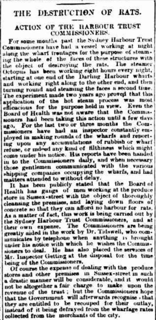 "The Destruction of Rats," in The Sydney Morning Herald (NSW: 1842-1954) Mon 24 Feb 1902 Page 8