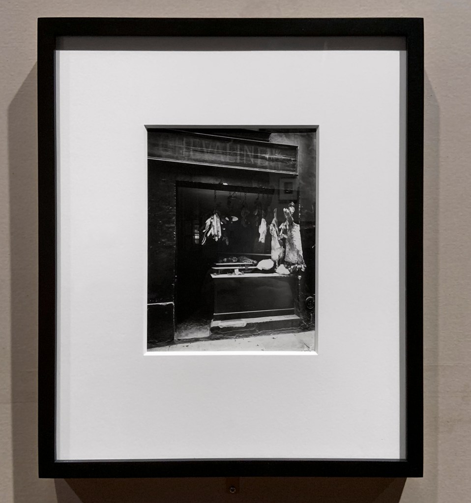 Eugène Atget (French, 1857-1927) 'Butcher's shop, Rue Christine' c. 1923 (installation view) Eugène Atget (French, 1857-1927) 'Butcher's shop, Rue Christine' c. 1923 (installation view)