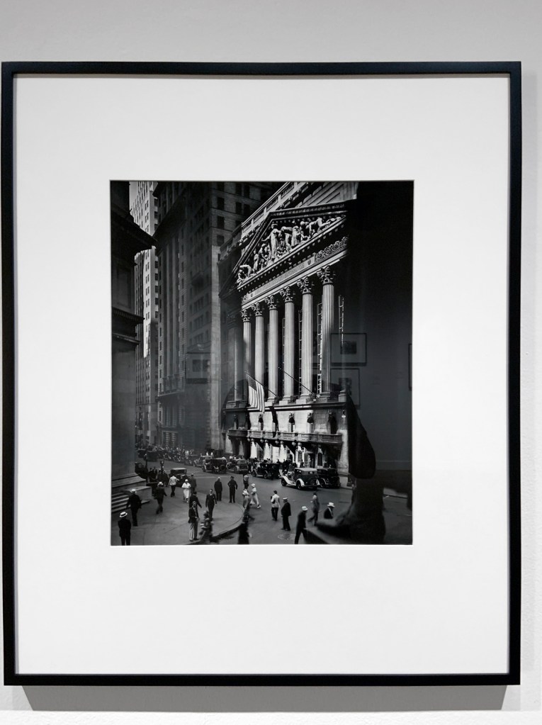 Installation view of the exhibition 'Berenice Abbott: Portraits of Modernity' at Huis Marseille, Amsterdam showing Abbott's New York Stock Exchange (1933) Installation view of the exhibition 'Berenice Abbott: Portraits of Modernity' at Huis Marseille, Amsterdam showing Abbott's New York Stock Exchange (1933)