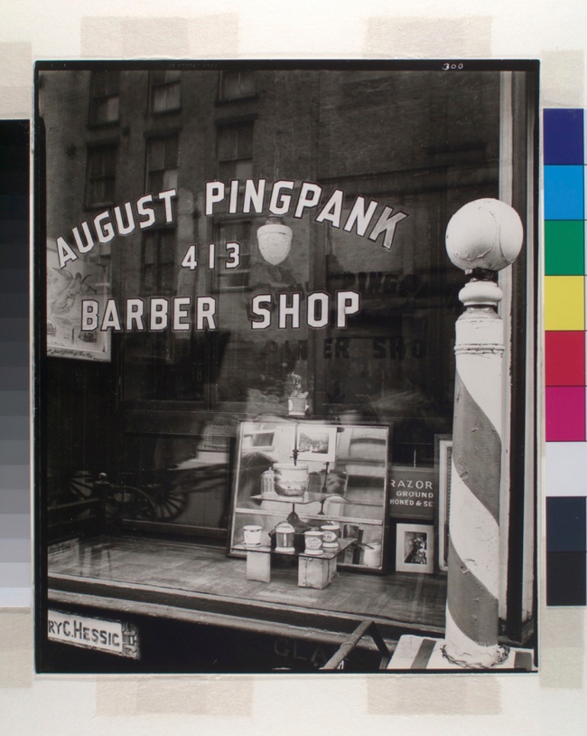 Berenice Abbott (American, 1898-1991) 'Pingpank Barber Shop, 413 Bleecker Street, Manhattan' 1938