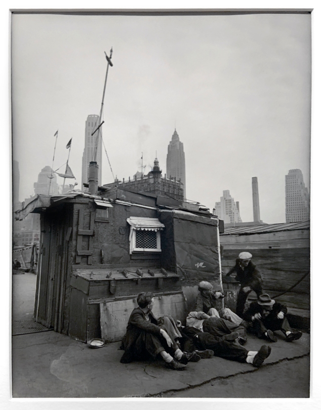 Berenice Abbott (American, 1898-1991) 'Shelter on the Waterfront, Coenties Slip, Pier 5, East River, Manhattan' 1938 (installation view)
