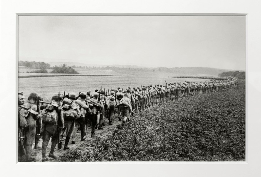 André Kertész (Hungarian, 1894-1985) 'Marche forcée vers le front, entre Lonié et Mitulen, Pologne' 'Forced march towards the front, between Lonie and Mitulen, Poland' 1915