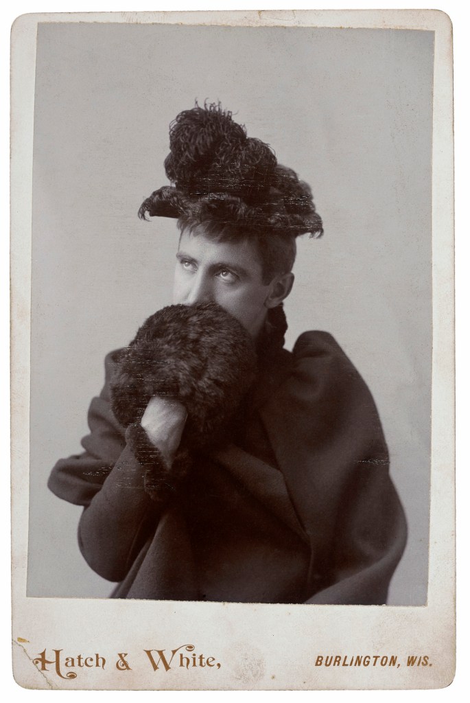 Hatch and White, Burlington, WI. '[Man in woman's clothing]' c. 1891