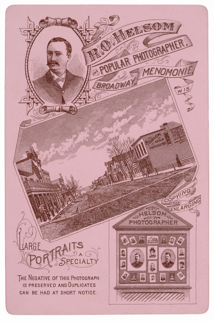 R. O. Helsom, Menomonie, WI. 'Verso' 1880s