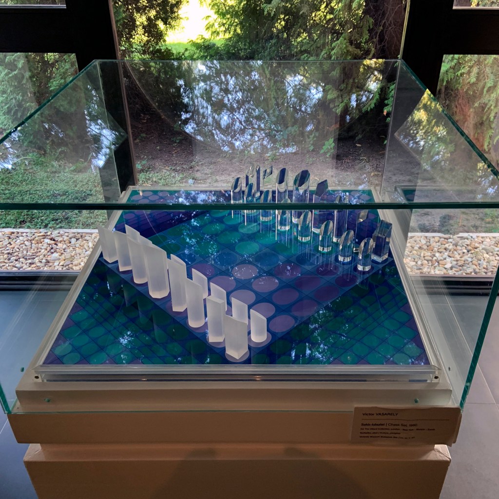 Victor Vasarely (Hungarian-French, 1906-1997) 'Chess Set' 1980 (installation view)