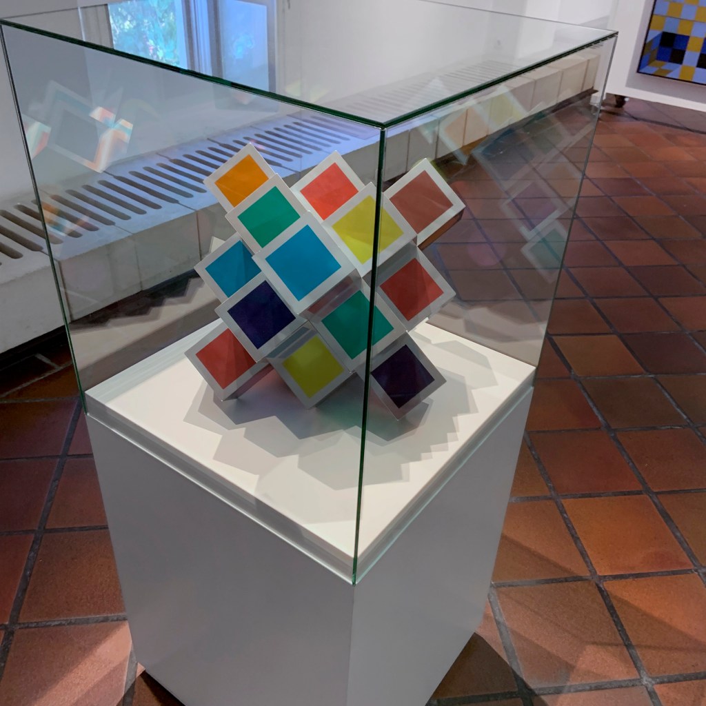 Installation view of the Vasarely Museum, Budapest showing 'KROA-MC' (1969)