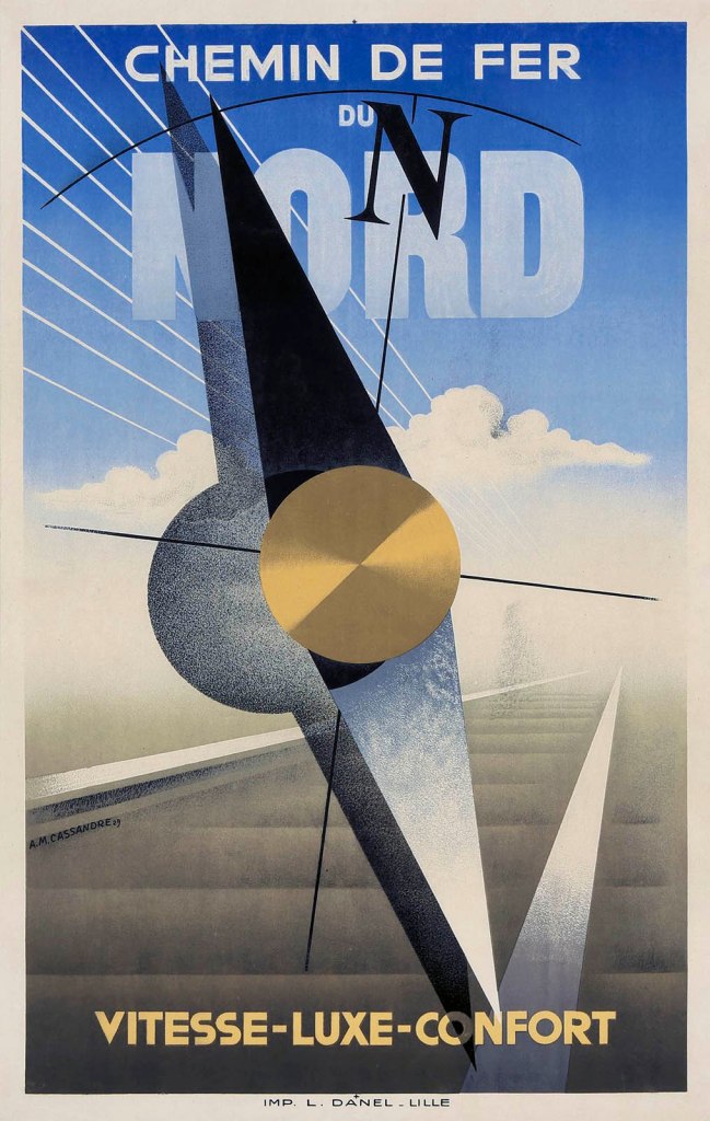 A. M. Cassandre (French, 1901-1968) 'Chemin de Fer du Nord. Vitesse-Luxe-Comfort' (Northern Railway. Speed-Luxury-Comfort) 1929