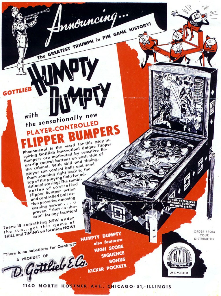 Humpty Dumpty pinball flyer