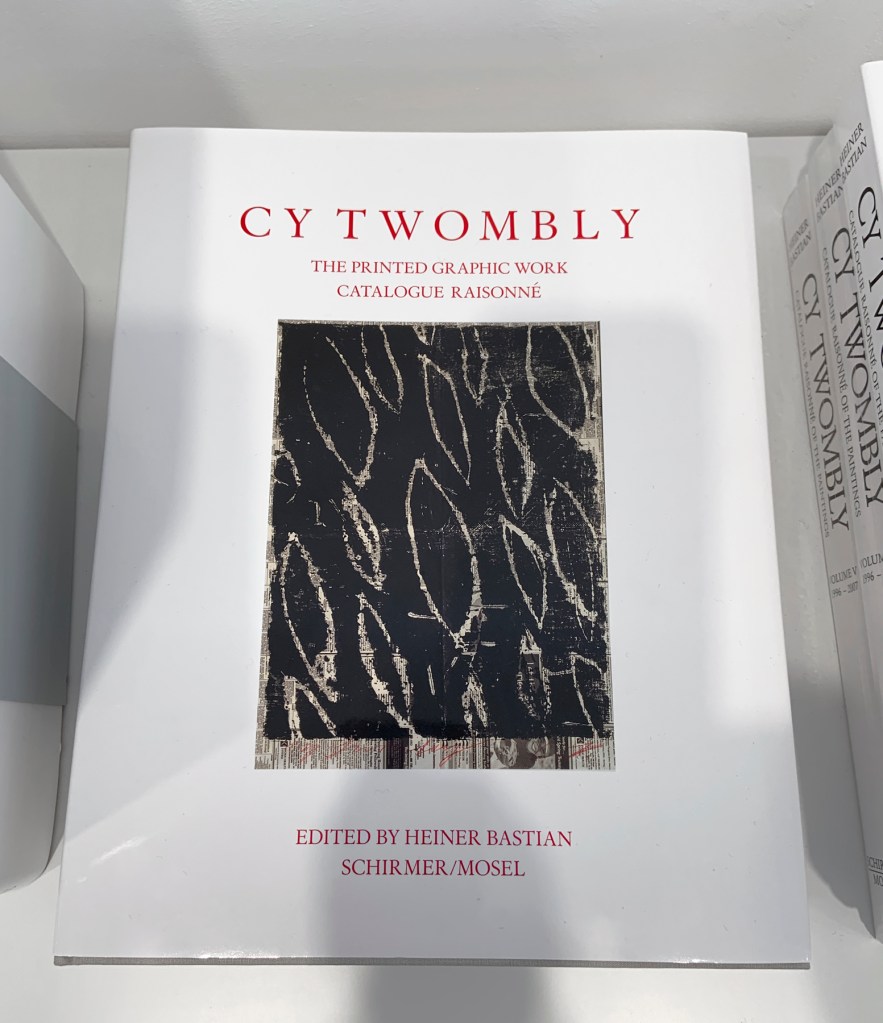 Heiner Bastian (ed.,). 'Cy Twombly: The Printed Graphic Work Catalogue Raisonné' 2017 book cover (installation view)