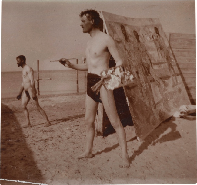 Edvard Munch (Norwegian, 1863-1944) 'Edvard Munch with Model on the Beach, Warnemünde' 1907