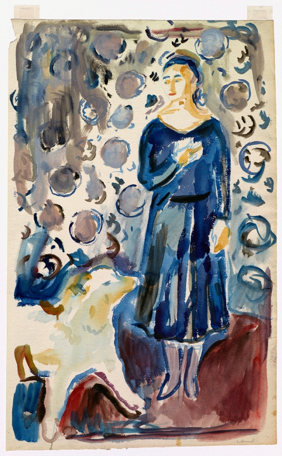 Edvard Munch (Norwegian, 1863-1944) 'Woman with a Samoyed' 1929-1930