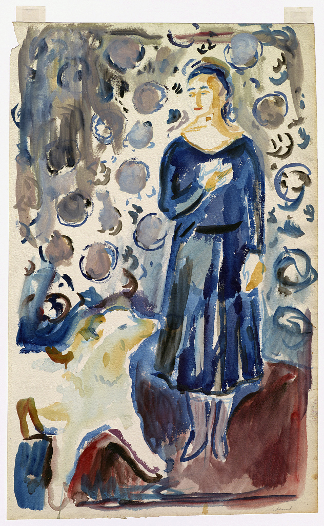 Edvard Munch (Norwegian, 1863-1944) 'Woman with a Samoyed' 1929-1930