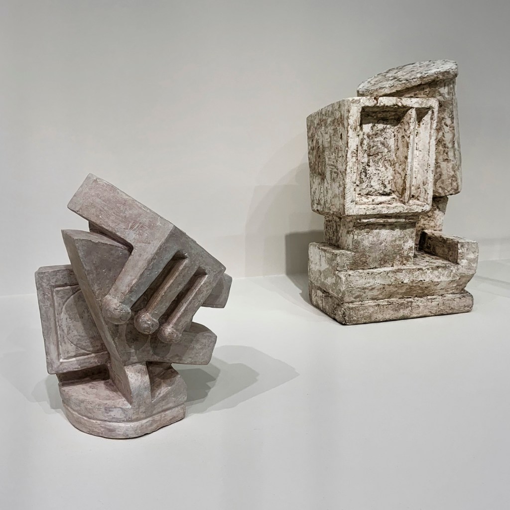 Alberto Giacometti (Swiss, 1901-1966) 'Composition (known as Cubist I, Couple)' and 'Composition (known as Cubist II, Couple)' 1926-1927 (installation view)
