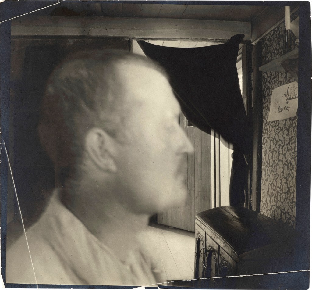 Edvard Munch (Norwegian, 1863-1944) 'Self-Portrait in Åsgårdstrand' 1904 from the exhibition 'The Experimental Self: Edvard Munch's Photography' at the National Nordic Museum, Seattle, Oct 2020 - Jan 2021