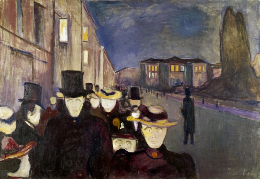 Edvard Munch (Norwegian, 1863-1944) 'Evening on Karl Johan' 1892