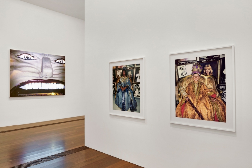 Installation view of 'DESTINY' at The Ian Potter Centre: NGV Australia, Melbourne, 2020 with at left, 'Whitey's watching' 1994; and at right, 'Moomba princess' and 'Moomba princeling' (both 2004)
