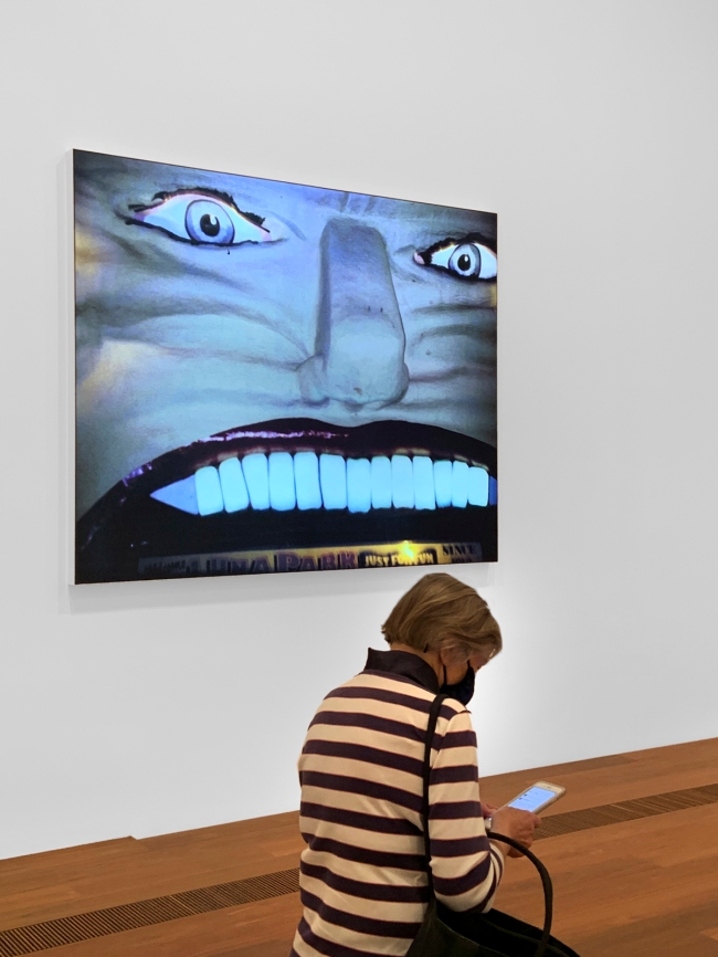 Installation view of Destiny Deacon's 'Whitey's watching' 1994 on display in 'DESTINY' at The Ian Potter Centre: NGV Australia, Melbourne, 2020