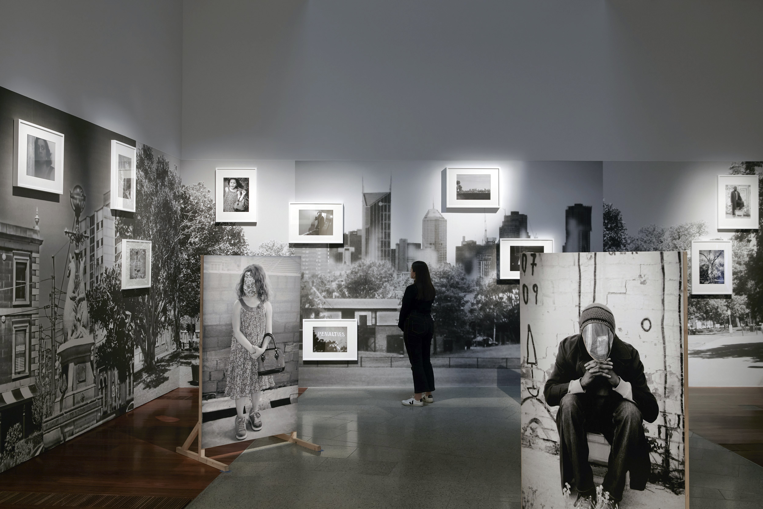 Installation view of 'DESTINY' at The Ian Potter Centre: NGV Australia, Melbourne, 2020 showing Destiny Deacon and Virginia Fraser's 'Melbourne Noir' 2013 Installation view of 'DESTINY' at The Ian Potter Centre: NGV Australia, Melbourne, 2020 showing Destiny Deacon and Virginia Fraser's 'Melbourne Noir' 2013