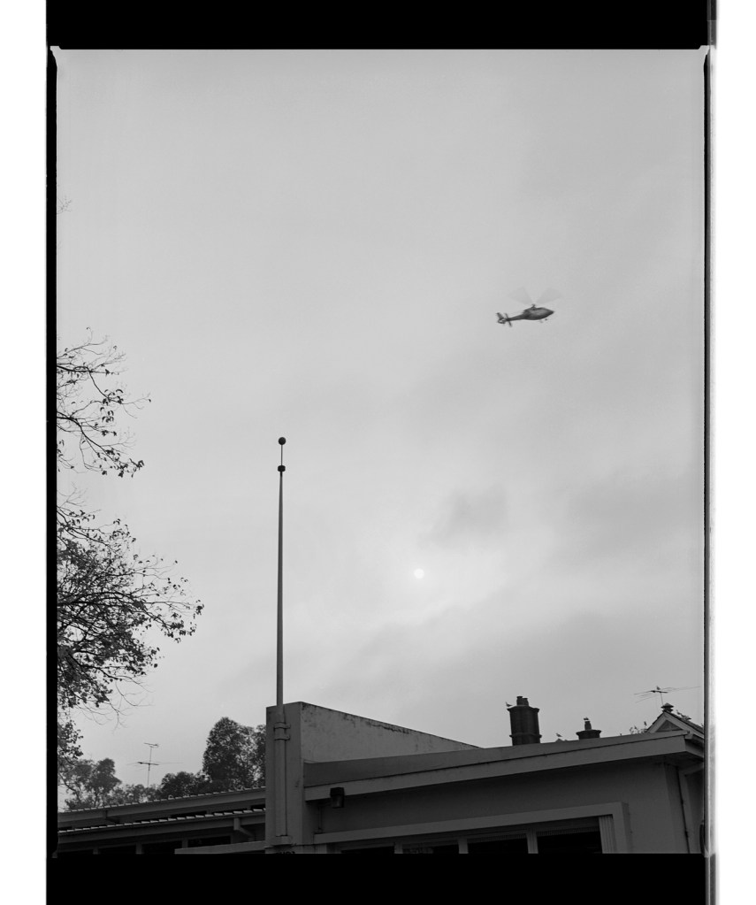 Marcus Bunyan (Australian, b. 1958) 'Helicopter, flag pole and sun' 1994-1996