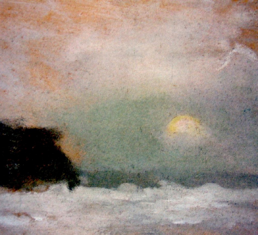 Clarice Beckett (Australia, 1887-1935) 'Moonrise Beaumaris, Sunset and Trees' Nd
