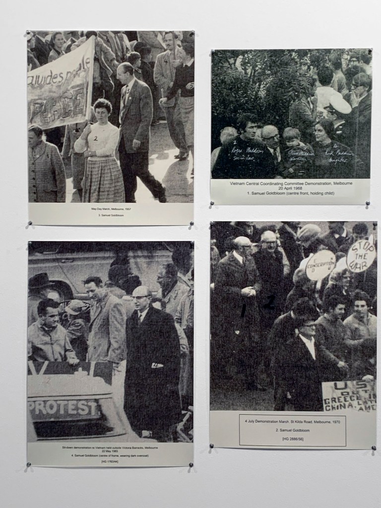 Samuel Goldbloom. Four photographs by ASIO 1957/1965/1968/1970 archival pigments prints 2020 (installation view)