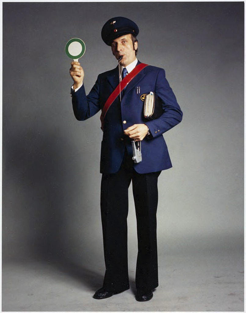 Timm Rautert (German, b. 1941) 'Otto Koniezny, 39 Jahre, Bundesbahnschaffner' (Federal Railroad conductor) From the series 'Deutsche in Uniform' 1974
