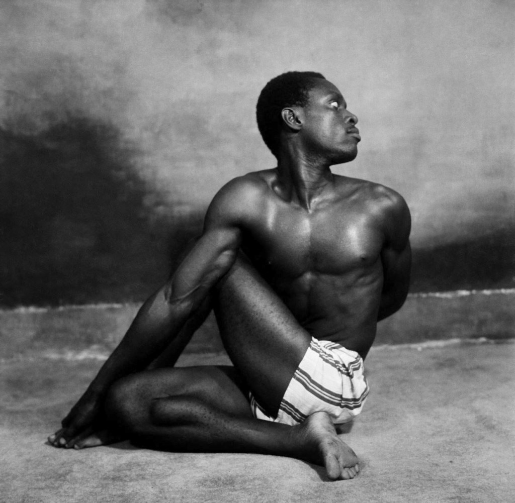 James Barnor (Ghanian, b. 1929) 'J Peter Dodoo Jnr., Yoga student of "Mr Strong", Ever Young Studio, Accra' c. 1955