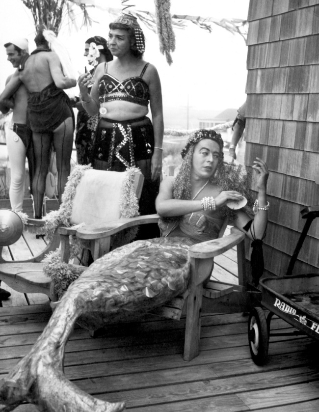 'Ed Burke in Ethel Merman's Mermaid Costume, One Hundred Club Party' 1949