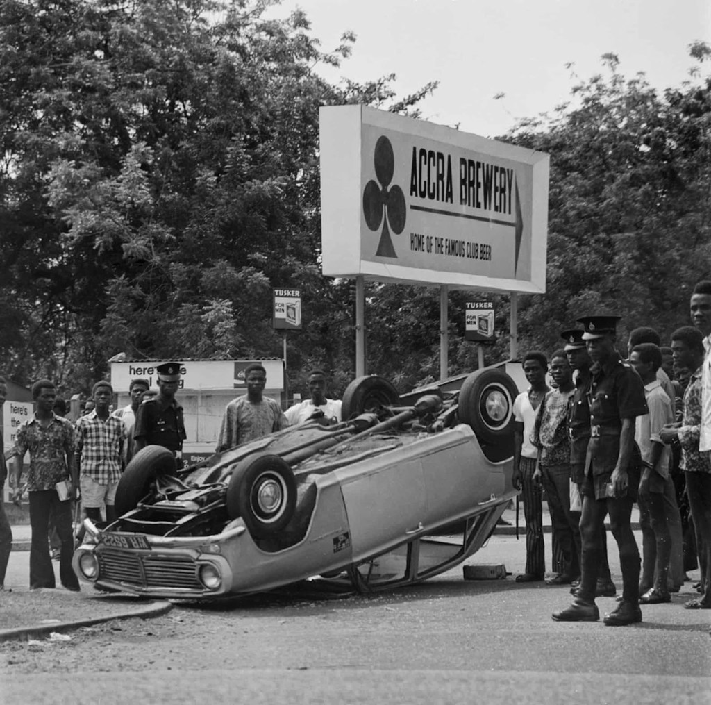 James Barnor (Ghanian, b. 1929) 'A car accident outside Accra Brewery' Nd