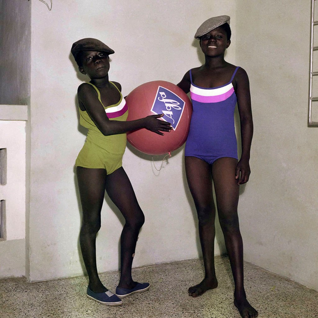 James Barnor (Ghanian, b. 1929) 'Mavis and Mary Barnor with an Agfa advertising ball' 1970