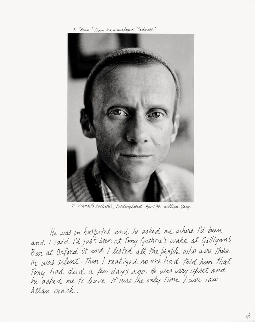 William Yang (Australia b. 1943) ''Allan' from the monologue 'Sadness'' 1992 from the exhibition 'William Yang: Seeing and Being Seen' at the Queensland Art Gallery | Gallery of Modern Art (GOMA), Brisbane, March - August, 2021