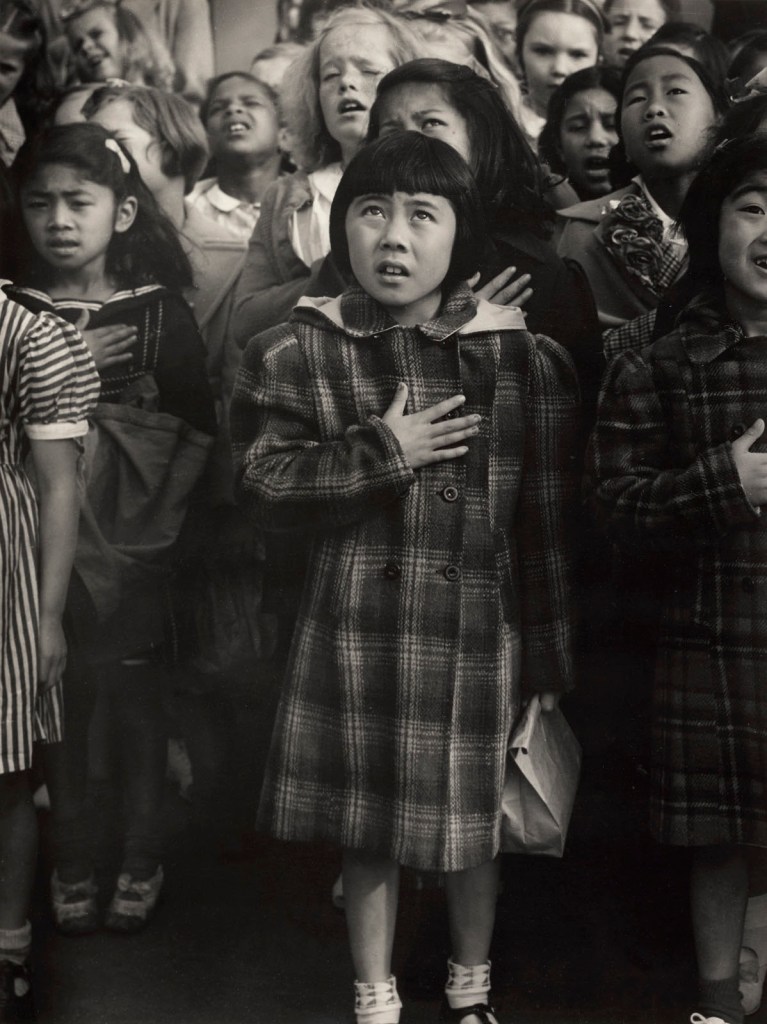 Dorothea Lange (American, 1895-1965) 'Pledge of Allegiance, Raphael Weill Elementary School, San Francisco' Negative April 20, 1942; print about 1960s