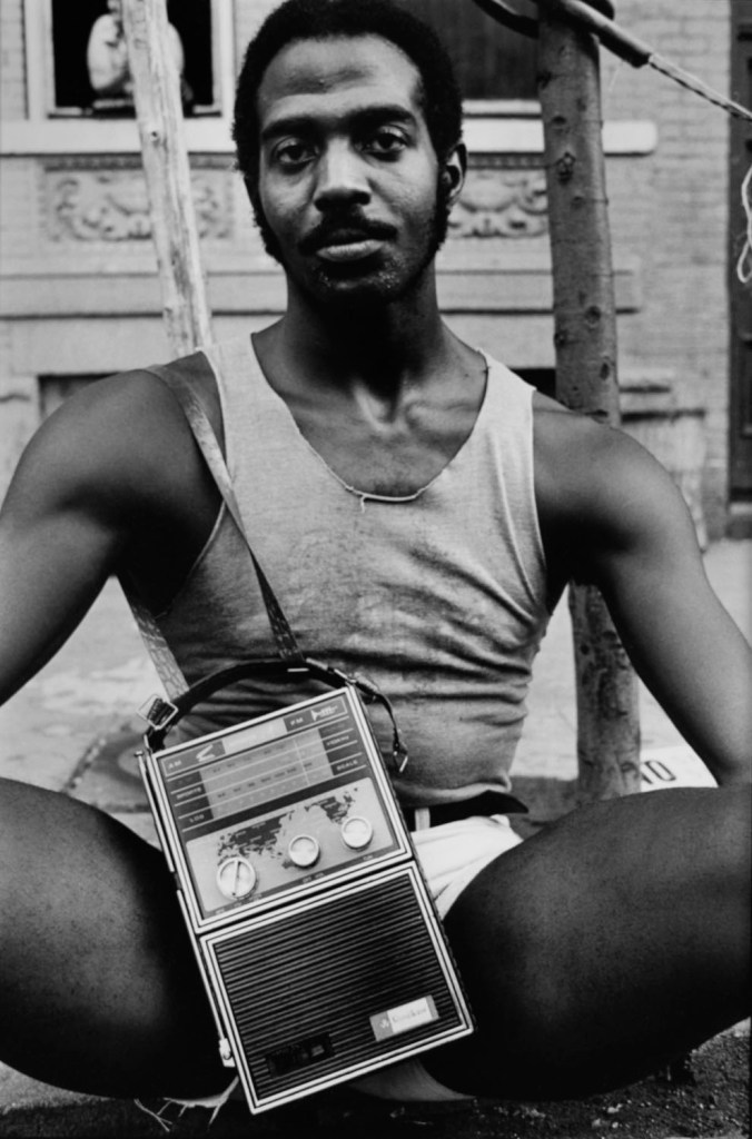 Arlene Gottfried (American, 1960-2017) 'Guy With Radio, East 7th Street' 1977 from the exhibition Exhibition: 'Clandestine – The Human Body in Focus' at the Cobra Museum of Modern Art, Amstelveen, Oct 2021 - March 2022