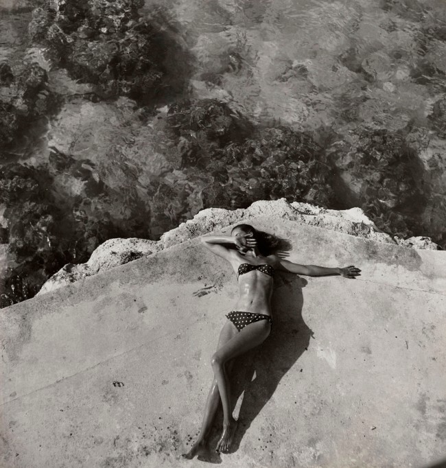 Toni Frissell (American, 1907-1988) 'Untitled (Model Natalie Nickerson Paine wearing a bikini, Montego Bay, Jamaica)' 1946