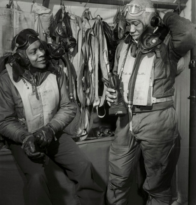 Toni Frissell (American, 1907-1988) 'Untitled (William A. Campbell and Thurston L. Gaines, Jr., members of the 332nd Fighter Group in Ramitelli, Italy, March 1945)' 1945