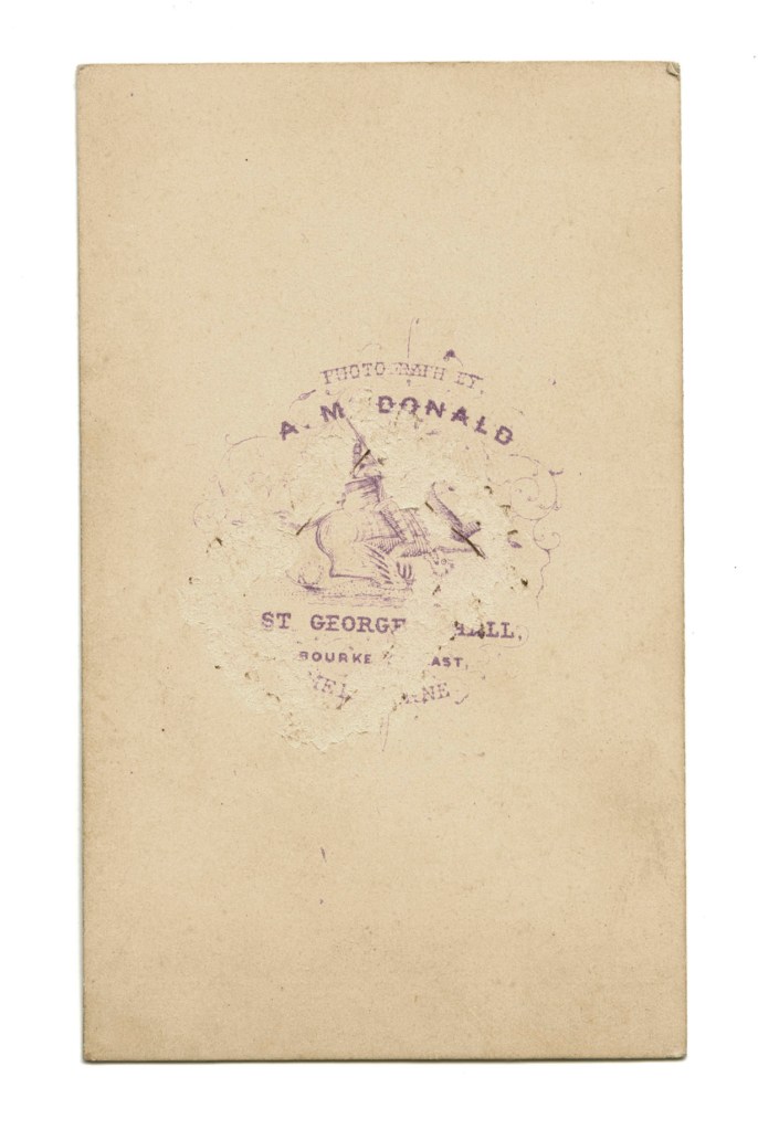 Archibald McDonald (Australian born Canada, c. 1831-1873) 'Untitled (Portrait of a man)' c. 1864-1875 (verso)