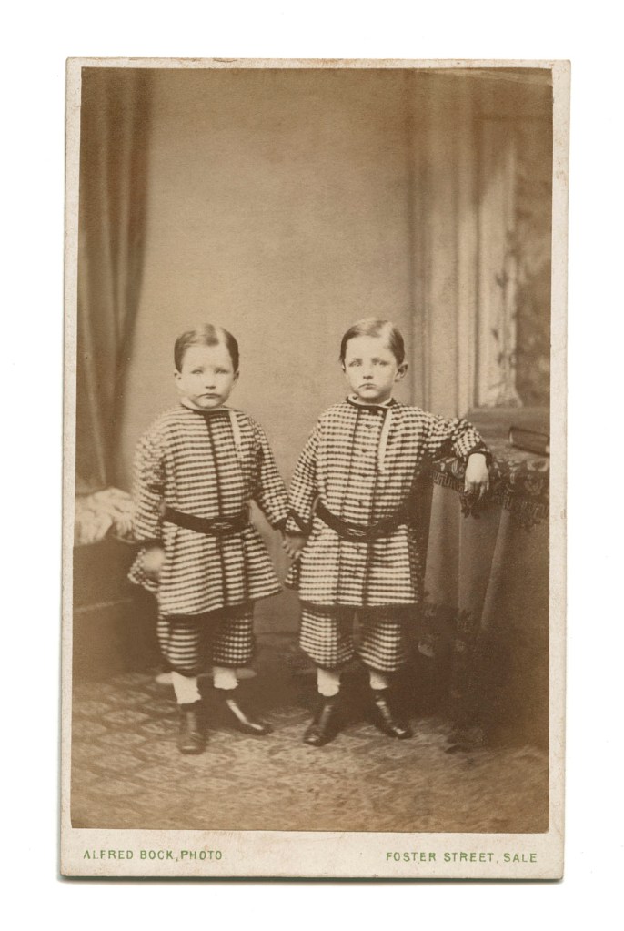 Alfred Bock (Australian, 1835-1920) 'Untitled (Portrait of twins)' c. 1867-1882 (recto)