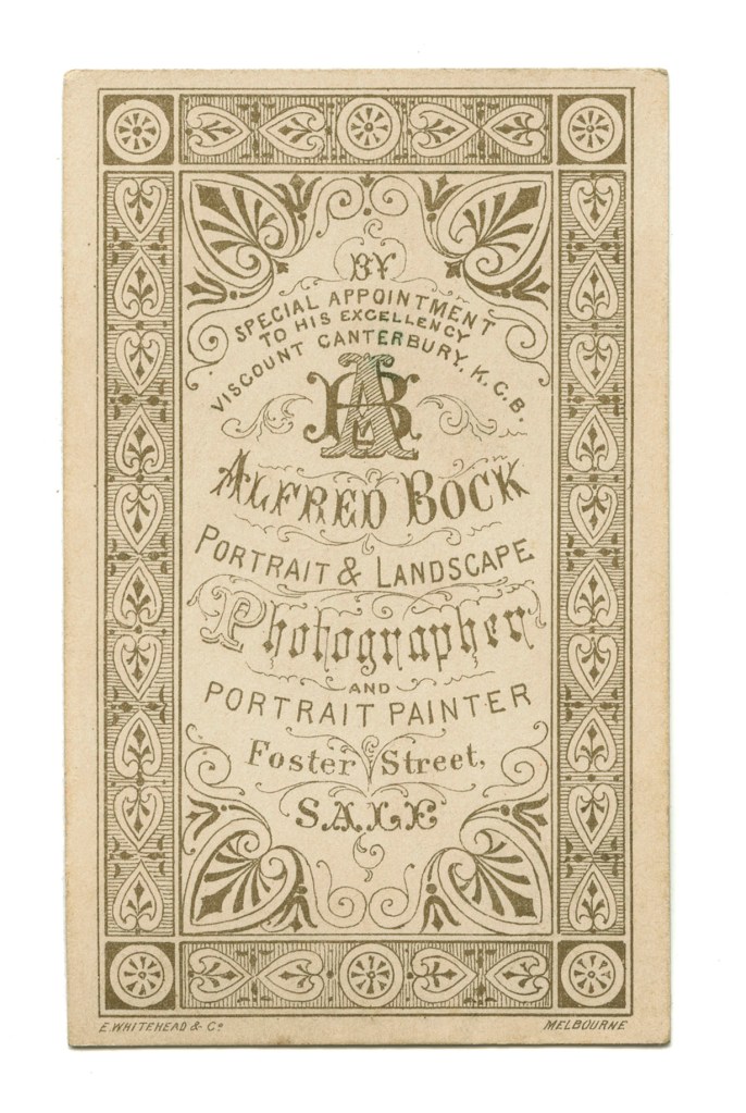 Alfred Bock (Australian, 1835-1920) 'Untitled (Portrait of a child)' c. 1867-1882 (verso)