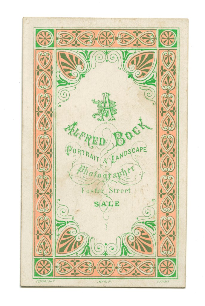 Alfred Bock (Australian, 1835-1920) 'Untitled (Portrait of twins)' c. 1867-1882 (verso)